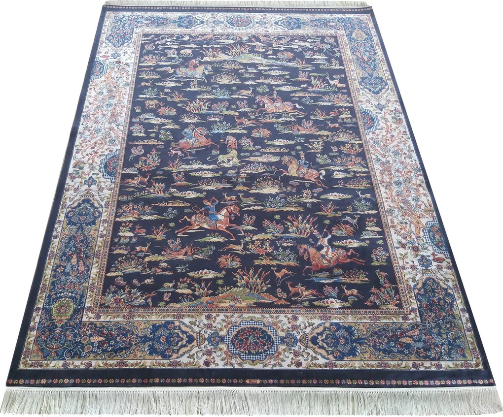 DY Hodvábny exkluzívny koberec Qum Silk 10 - modrá Rozmer: 160x230 cm