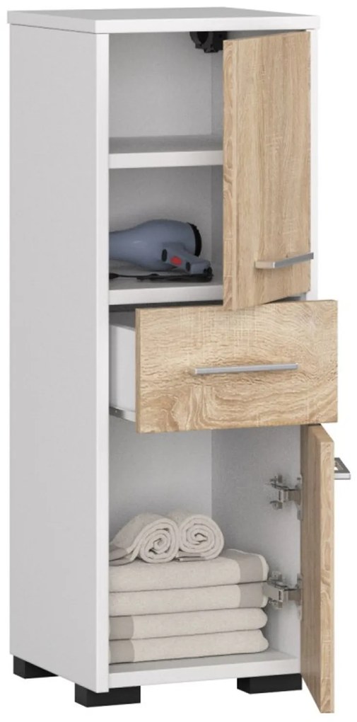Kúpeľňová skrinka Fin 2D 1SZ biela/dub sonoma