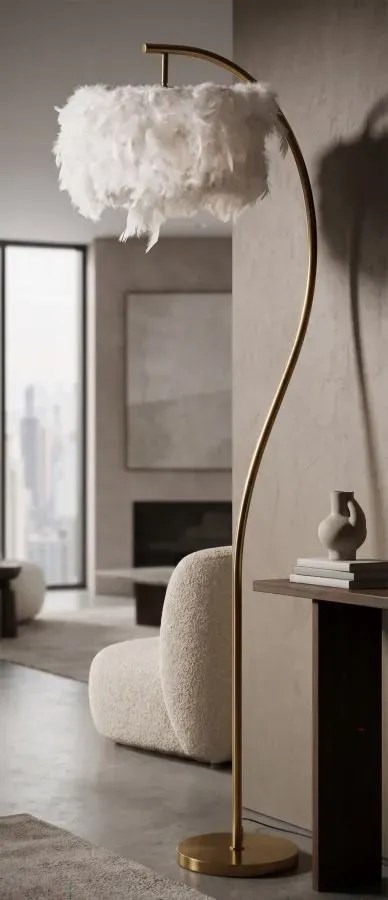 Stojacia lampa Semi Arc 170 cm biela/zlatá