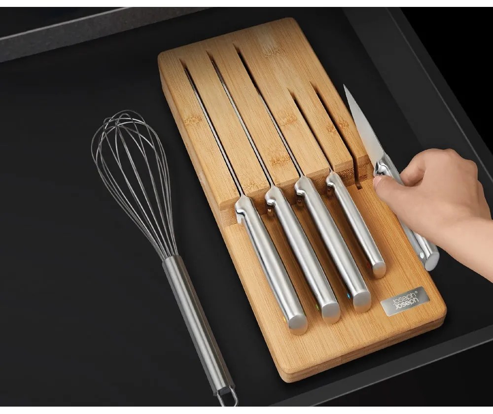 Súprava nožov so stojanom 5 ks z nehrdzavejúcej ocele Elevate Bamboo – Joseph Joseph