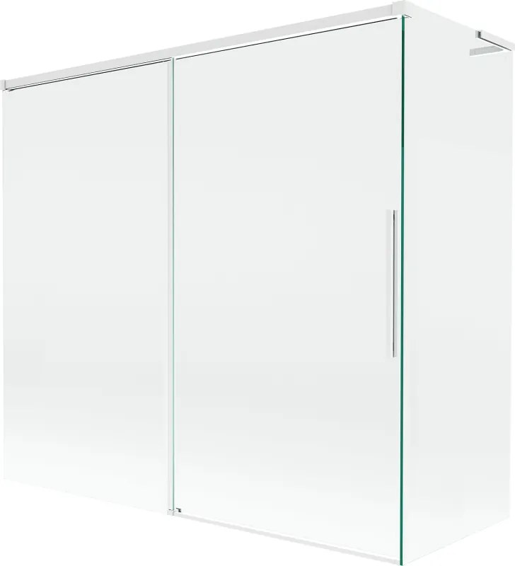 Mexen Rox, L posuvná 2-krídlová vaňová zástena 170 + 75 x 150 cm, 8mm číre sklo, biely profil, 8C9L-170-075-20-00