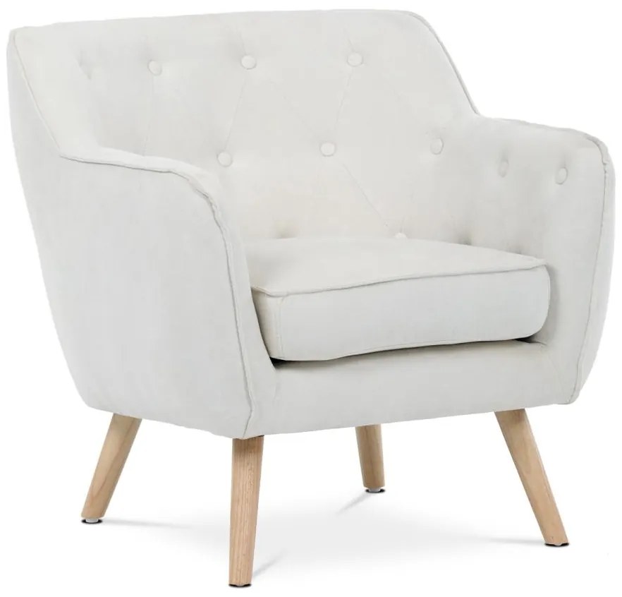 Kreslo relaxačné AK-333 WT2 biela látka, drevené nohy