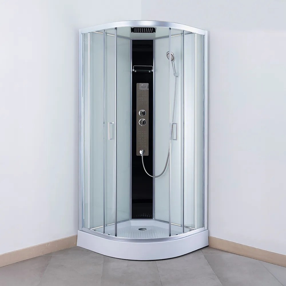 Sprchový box LUCIDUS ROUND 90 x 90 cm Brillant Sklo TRANSPARENT 195 cm