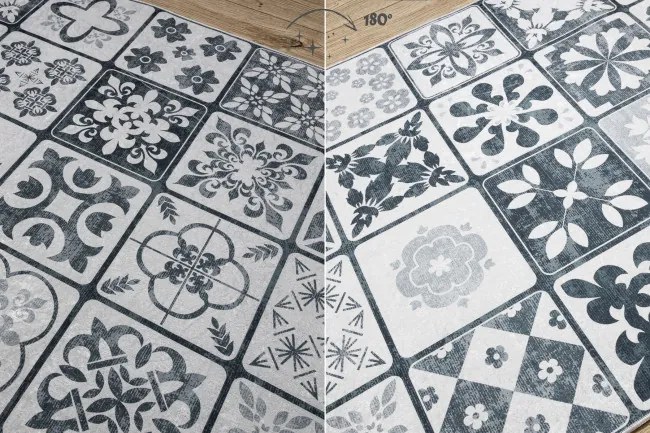 Protišmykový behúň LOTUS CLOVER 60970 sivý