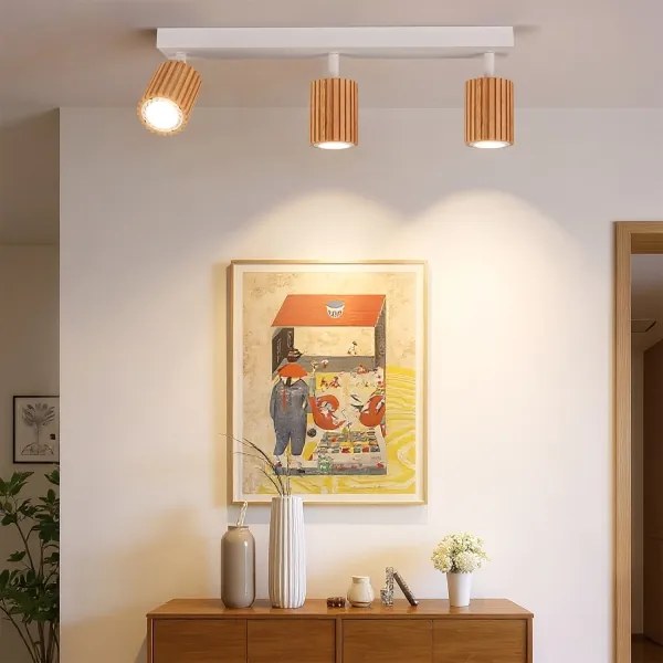 Brilagi - Bodové svietidlo MODERN WOOD 3xGU10/8W/230V drevo/biela