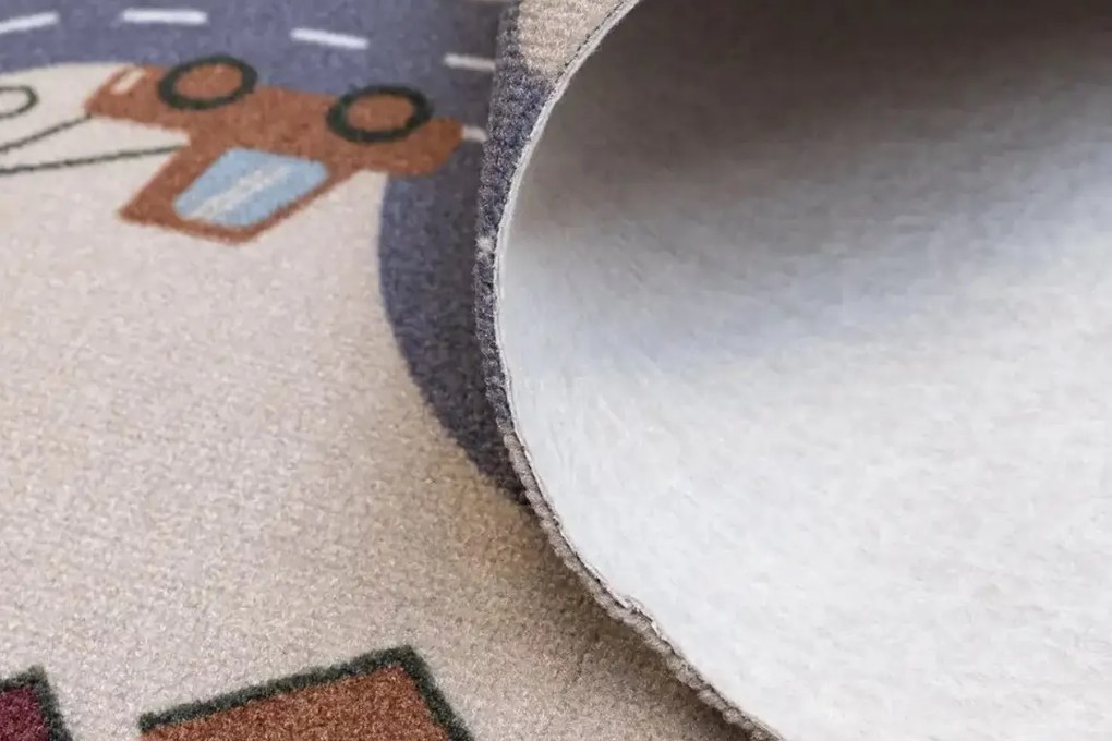 Vopi, AKCIA: 👣🛡️133x133 cm Detský kusový koberec Scanroad 39 - neúčtujeme odrezky z role - obšitý zo všetkých strán + protišmyková, šíře, viacfarebná, filc, detská izba