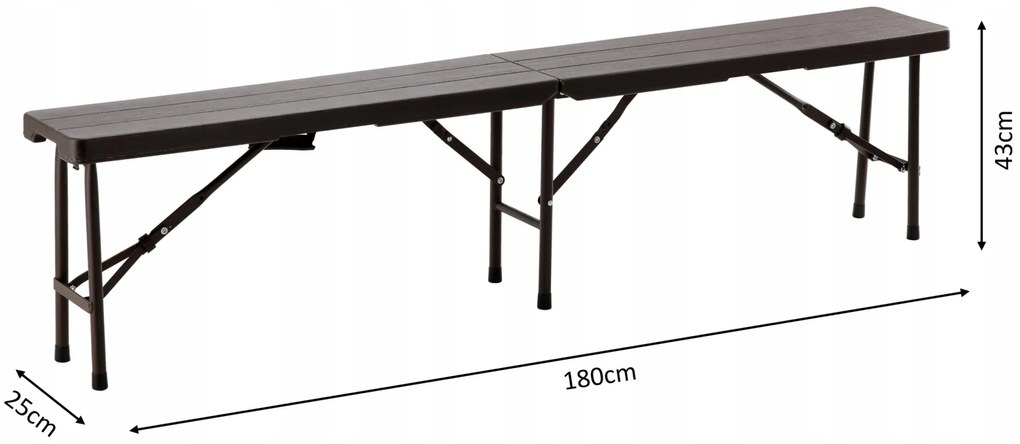 Skládací cateringová lavice PEGGY 180 cm hnědá