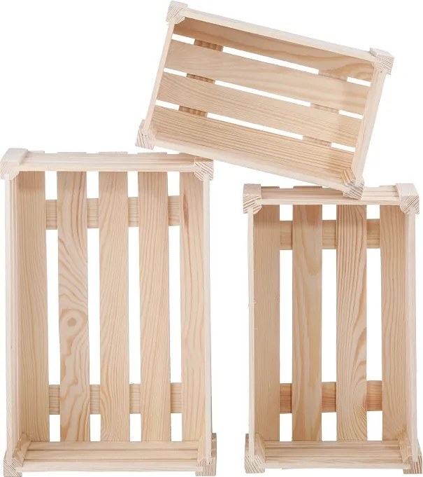 ČistéDrevo Drevené debničky borovica - set 3 ks