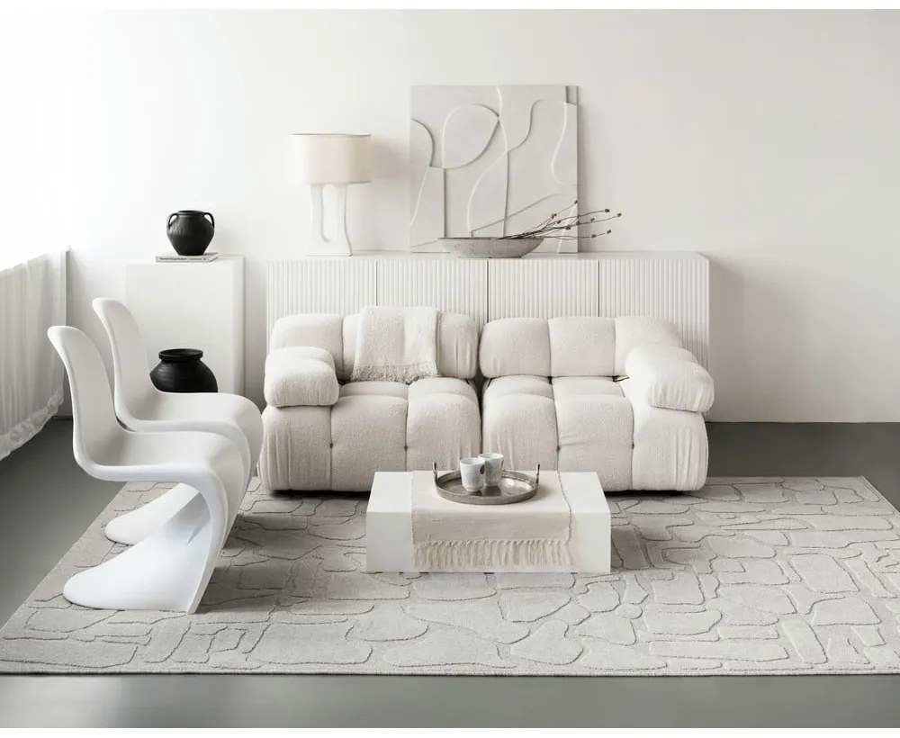 Svetlosivý vlnený koberec 133x190 cm Morphic Dunes – Agnella