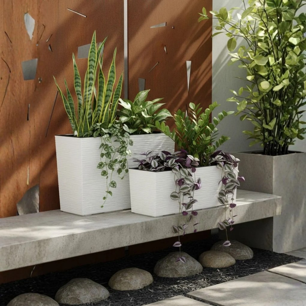 PLASTOVÝ KVETINÁČ BLOOM RIFLO 36X56X20 CM KRÉMOVÁ