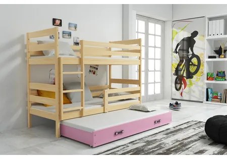 Detská poschodová posteľ s výsuvnou posteľou ERYK 200x90 cm Biela Biela