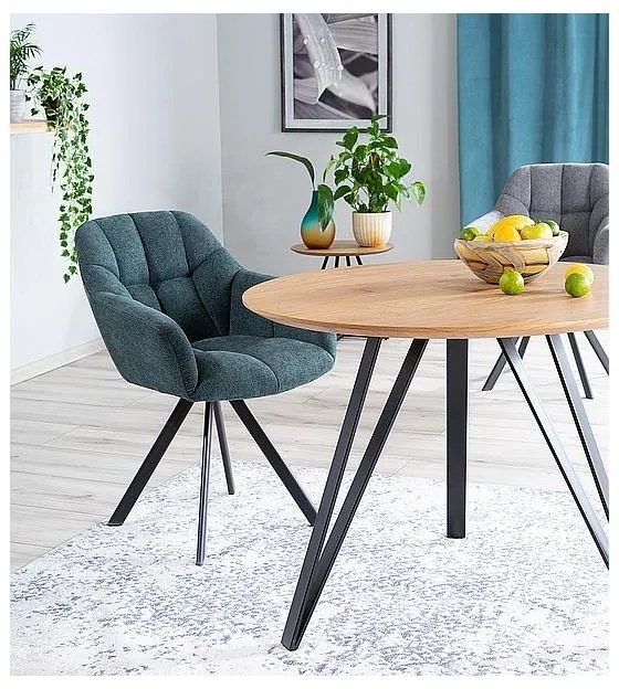 Jedálenský stôl Tetis, priemer 100 cm, dub / čierna