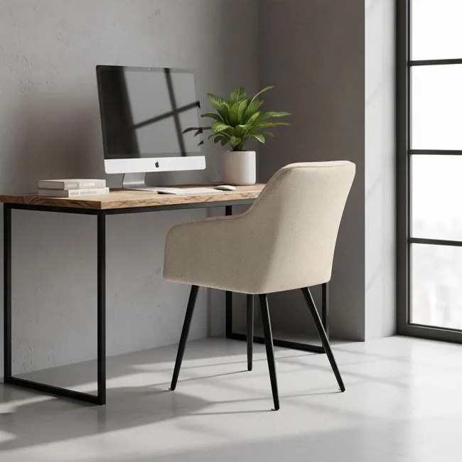 Sada štyroch jedálenských stoličiek LUXANO Lumos zamatové, béžové / čierne nohy (4 ks)