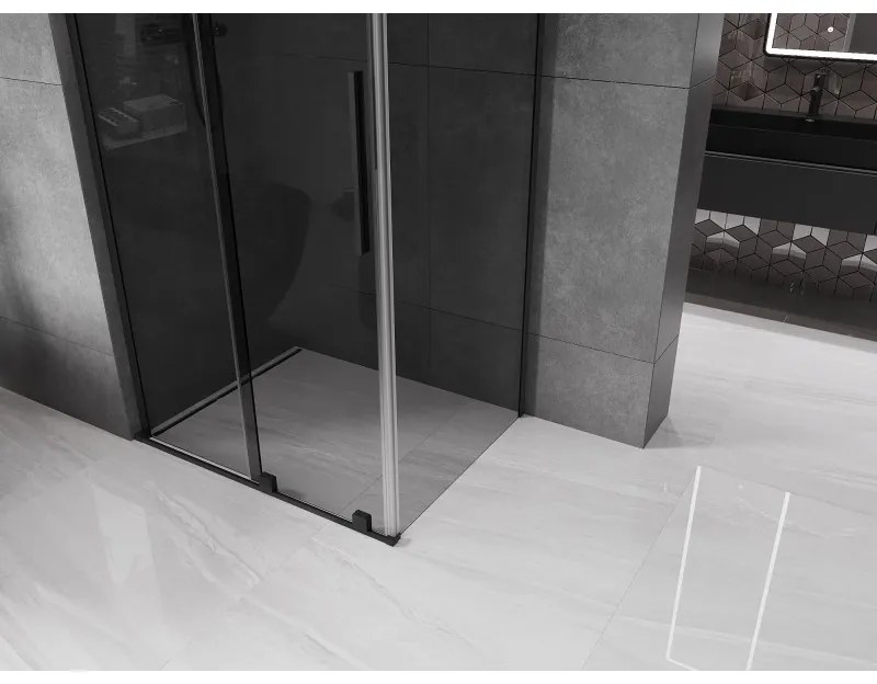 Mexen Velar L, sprchový kút s posuvnými dverami 120 x 80 cm, 8mm šedé sklo, čierna matná, 871-120-080-43-70