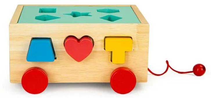 ECOTOYS Detská drevená edukačná vkladačka s kockami Trolley