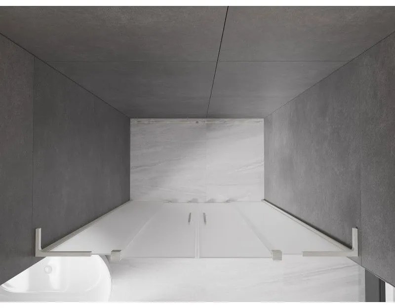 Mexen Velar L Duo, posuvné sprchové dvere do otvoru 160 cm, 8mm sklo námraza, brúsená oceľ, 871-160-003-32-97