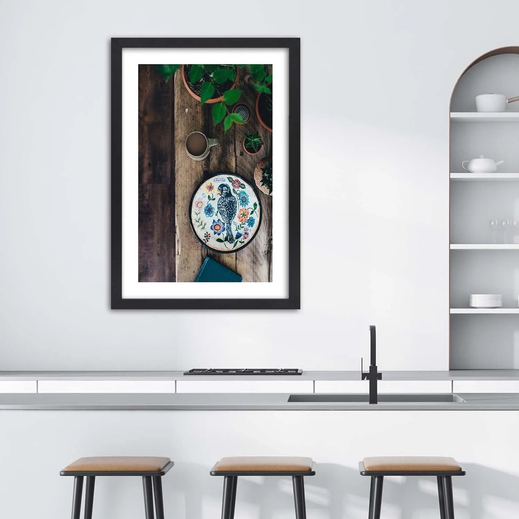 Gario Plagát Vyšívaný vták Farba rámu: Bez rámu, Rozmery: 30 x 45 cm