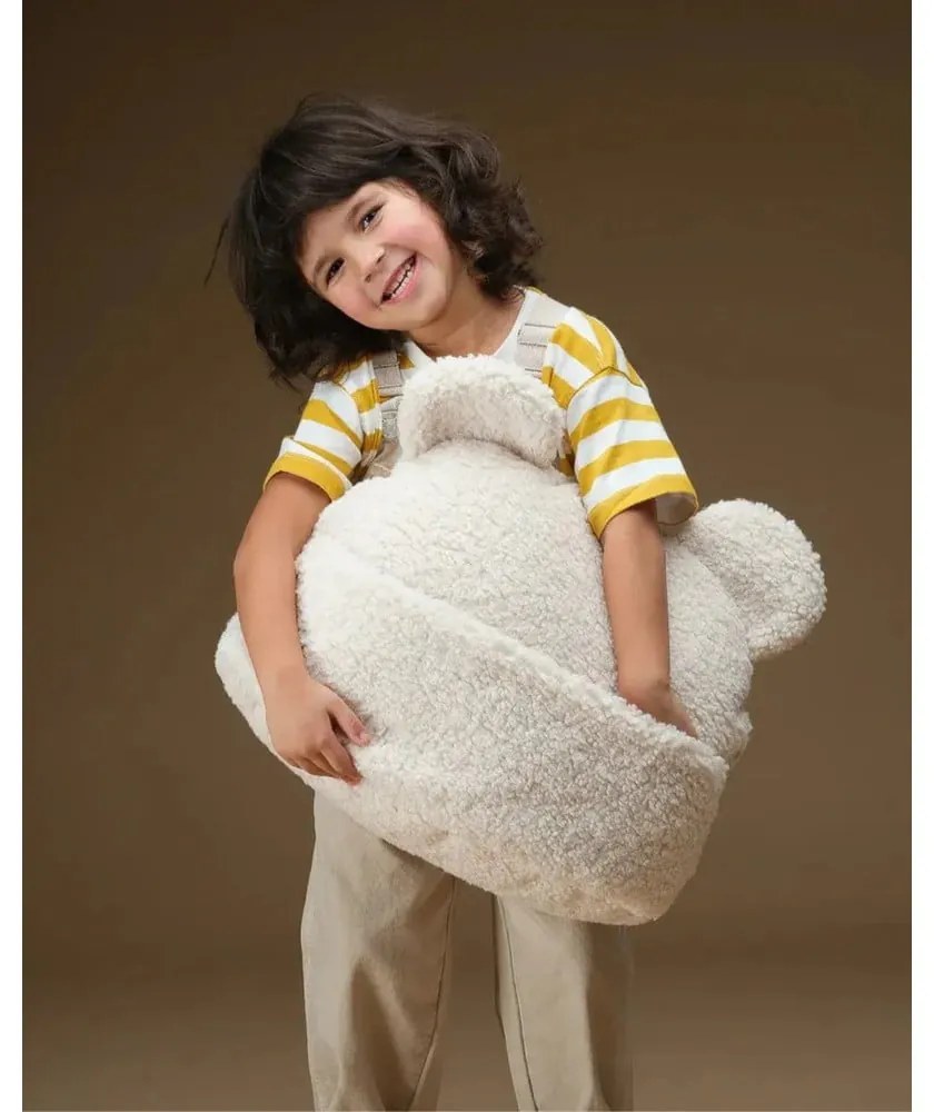 Krémový detský pohovkový vankúš z textílie buklé Teddy Pouch – Wigiwama