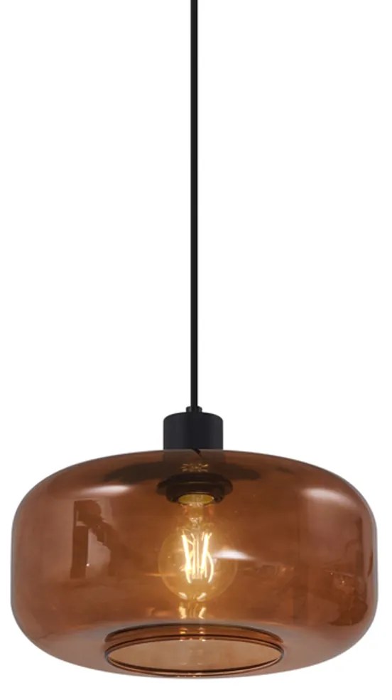 Retro závesné svietidlo čierne s bronzovým sklom - Bizle
