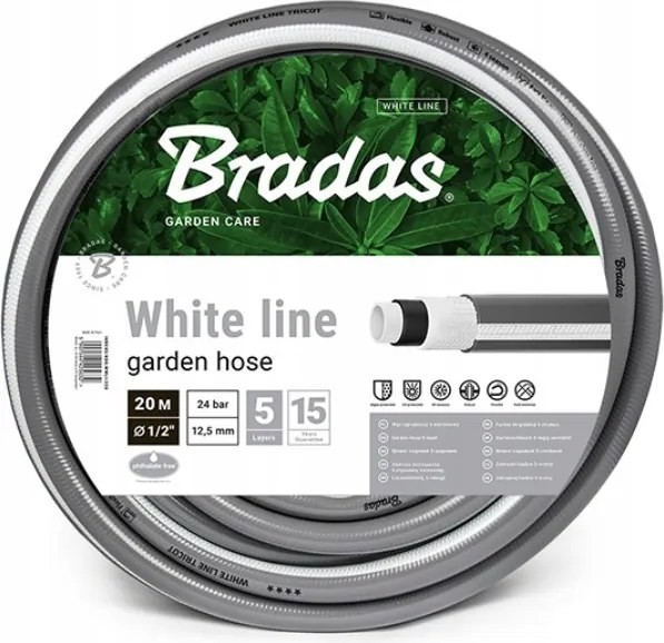 Záhradná Hadica 5/8 Palca 50 M 5 Vrstvová Biela Linka Na Polievanie