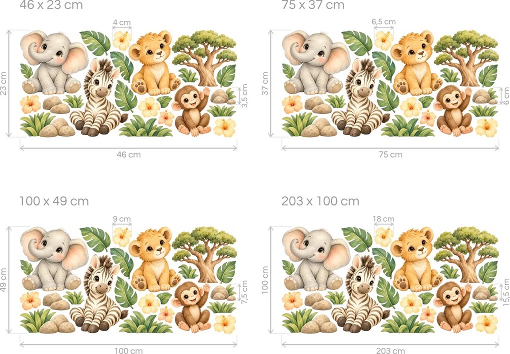 Safari mláďátka u akácie arch 75 x 37 cm