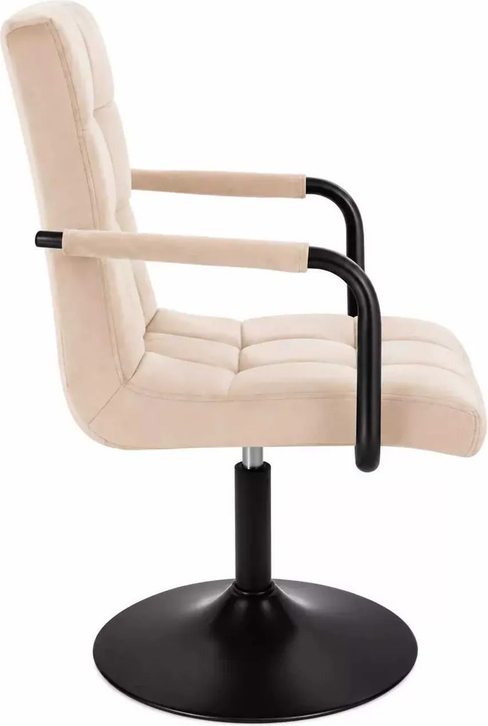 LuxuryForm DESIGN Otočná stolička VERONA BLACK VELUR na čiernom tanieri - krémová