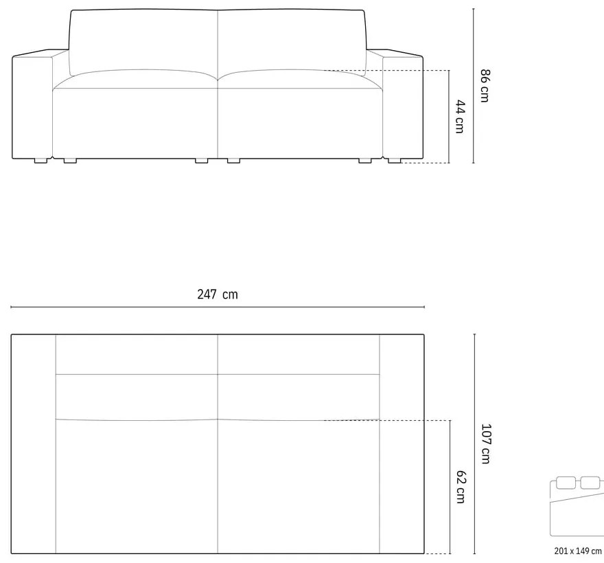 Tmavozelená rozkladacia pohovka z textílie bouclé 247 cm Jodie – Micadoni Home