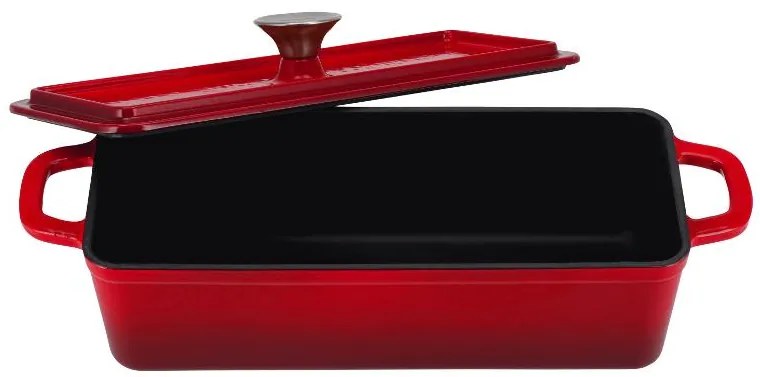 Silvercrest® Liatinový hrniec/forma na chlieb Premium (obdĺžnikový tvar, červená) (100393138)