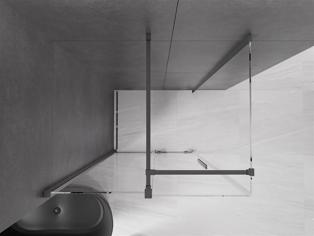 Mexen Velar, sprchový kút s posuvnými dverami 110(dvere) x 90(stena) cm, 8mm číre sklo, grafitová matná, 871-110-090-01-66