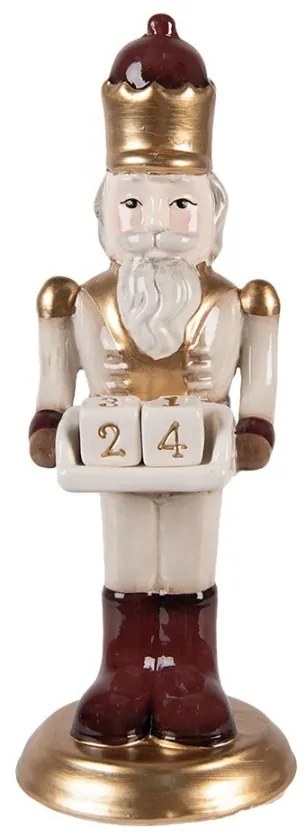 Béžový keramický adventný kalendár Luskáčik - 10*10*27 cm