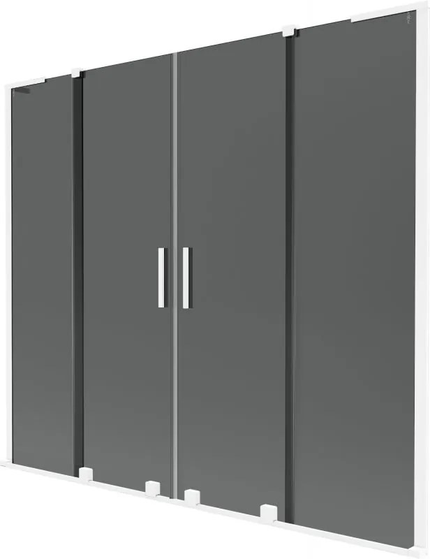 Mexen Velar L Duo, 2-krídlová posuvná vaňová zástena 170 x 150 cm, 8mm šedé sklo, biela matná, 896-170-003-42-20