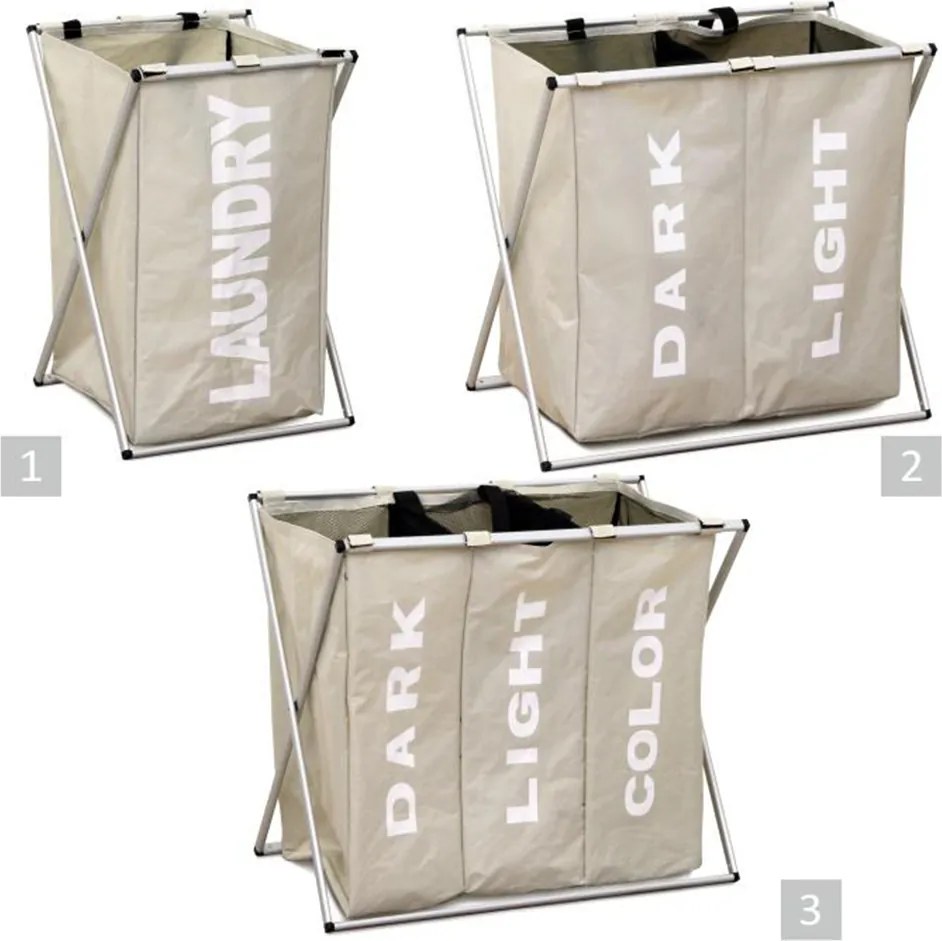 Kondela Látkový kôš na bielizeň, sivobéžová, LAUNDRY TYP 3