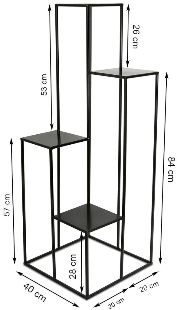 Stojan na kvety 110 cm čierny