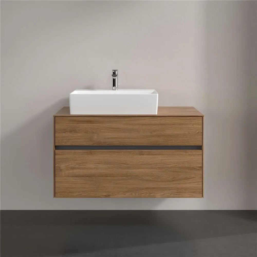 VILLEROY &amp; BOCH Collaro závesná skrinka pod umývadlo na dosku (umývadlo vľavo), 2 zásuvky, 1000 x 500 x 548 mm, Oak Kansas, C12600RH