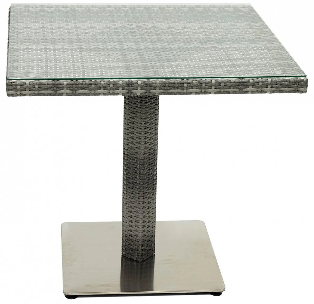 DEOKORK Záhradný ratanový stôl GINA 80x80 cm (sivá)