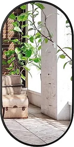 Oválne zrkadlo na stenu OLVANI 80x40 cm s čiernym rámom