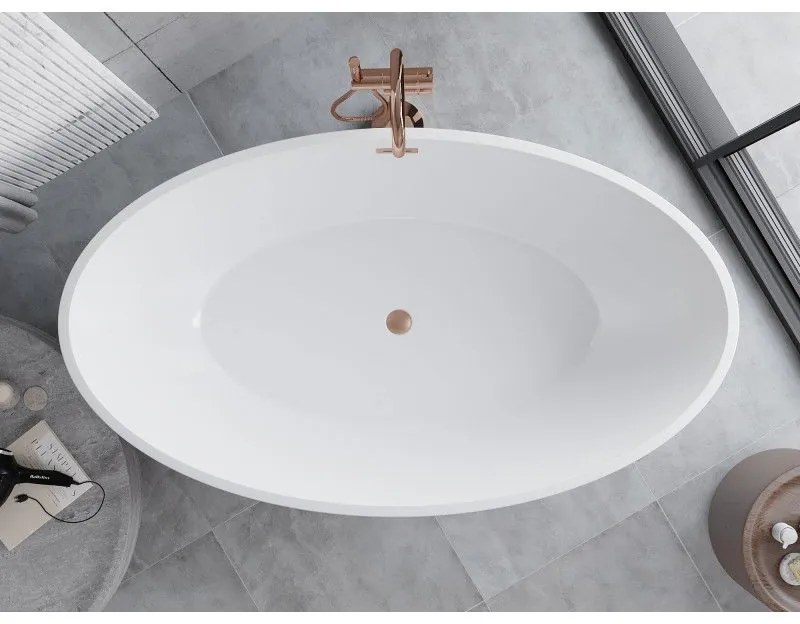 Mexen Nike, voľne stojaca vaňa 175 x 100 cm, biela, medený matný prepad, 54071751000-65