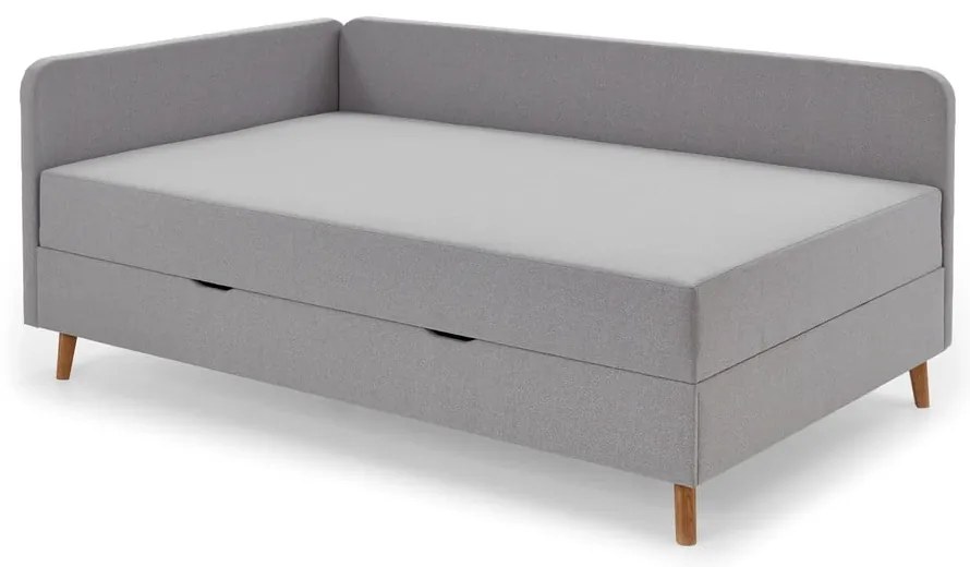 Svetlosivá čalúnená jednolôžková posteľ s úložným priestorom 90x200 cm Cabana – Meise Möbel