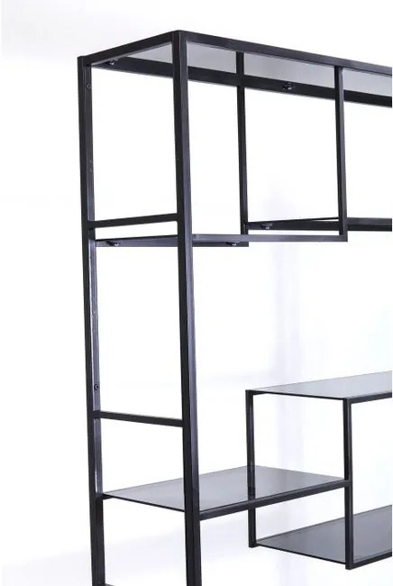 Knižnica LIFT 115x30x195 cm - čierna so sklenenými policami