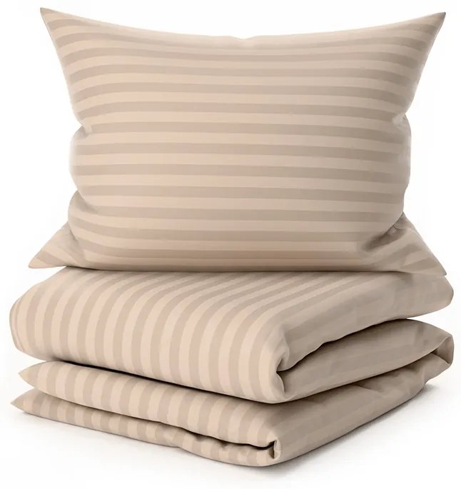Hotelové obliečky z mikrovlákna JASMINE béžové - prúžok 2 cm Rozmer obliečky: 2 ks 70 x 90 cm | 200 x 220 cm