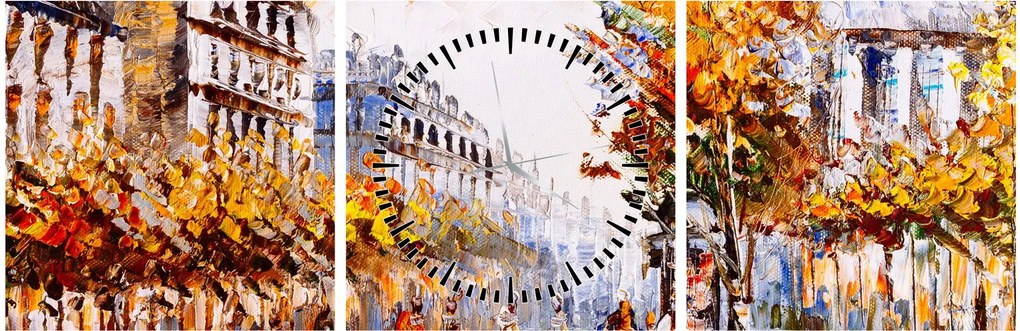 Obraz - Ulica v Paríži (s hodinami) (90x30 cm)