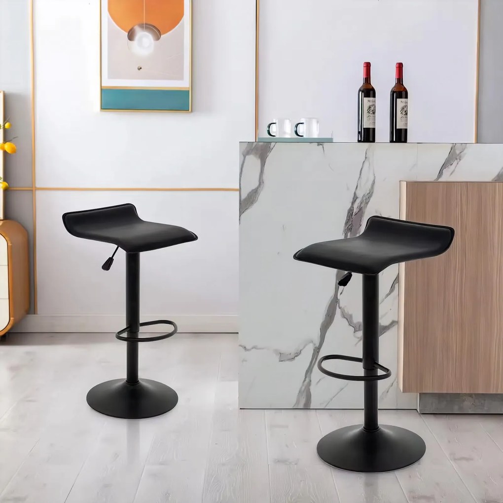 ModernHome Barová stolička, otočná s opierka nôh - čierna ekokoža
