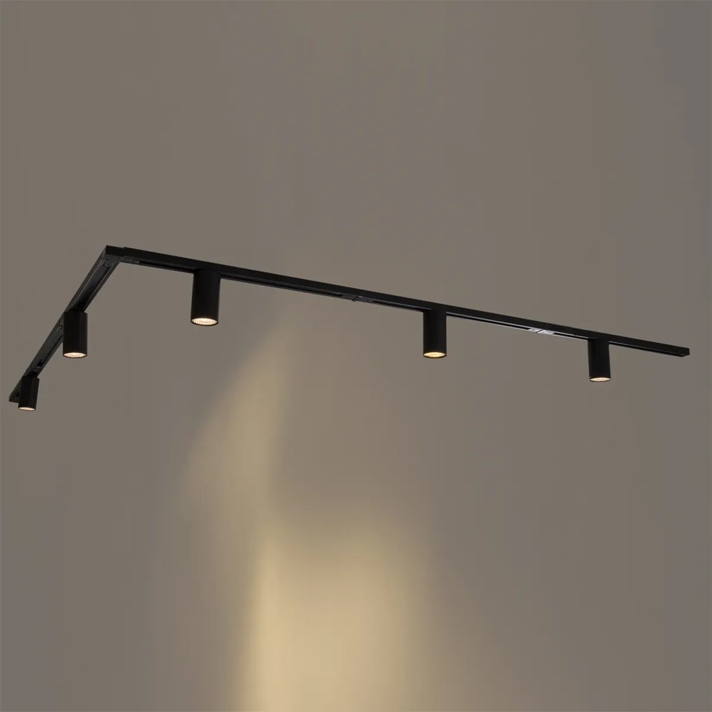 Moderný koľajnicový systém s 5 čiernymi bodovými svetlami 1-fázový GU10 50 mm - Iconic Ruby