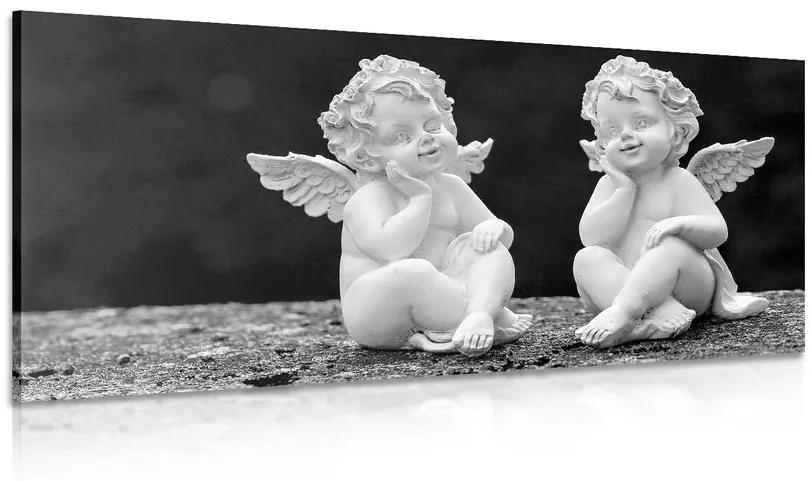 Obraz dvojica malých anjelov v čiernobielom prevedení Varianta: 120x60