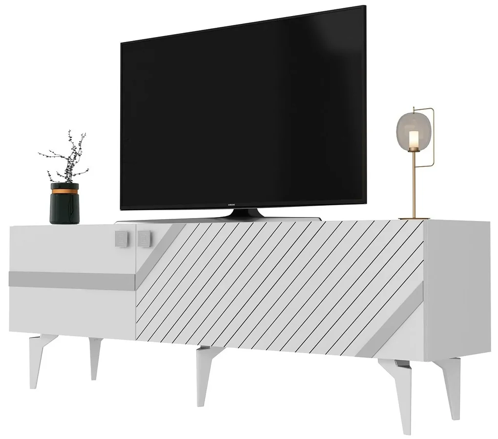 TV stolík/skrinka Tabivo (biela + strieborná) . Vlastná spoľahlivá doprava až k Vám domov. 1095309