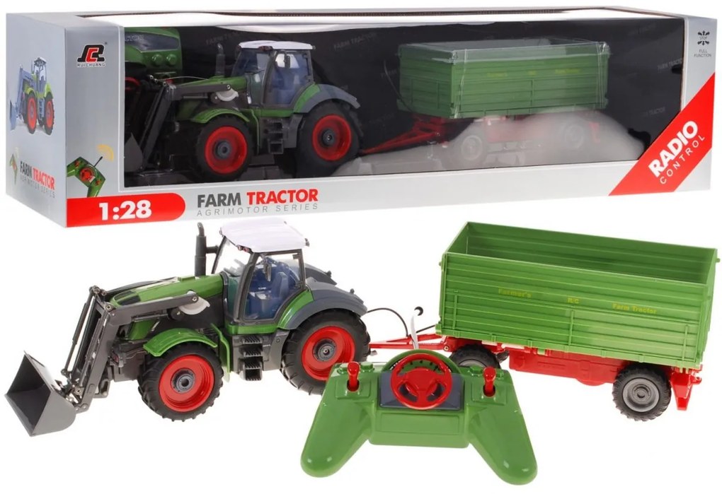 RAMIZ Traktor s prívesom RC 1:28 zelený RTR