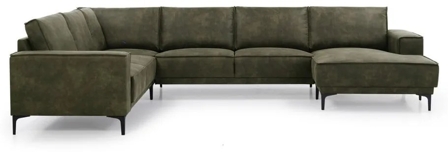 Zelená rohová pohovka z imitácie kože (pravý roh) Copenhagen – Scandic