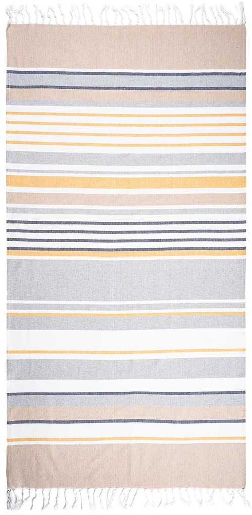 Trade Concept Osuška Fouta so strapcami Stripes yellow, 90 x 170 cm