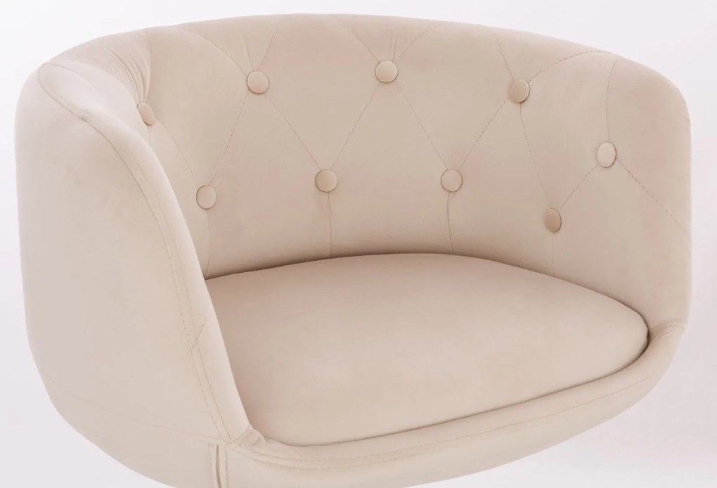 LuxuryForm DESIGN Kreslo MONTANA VELUR na striebornej podstave s kolieskami - krémové
