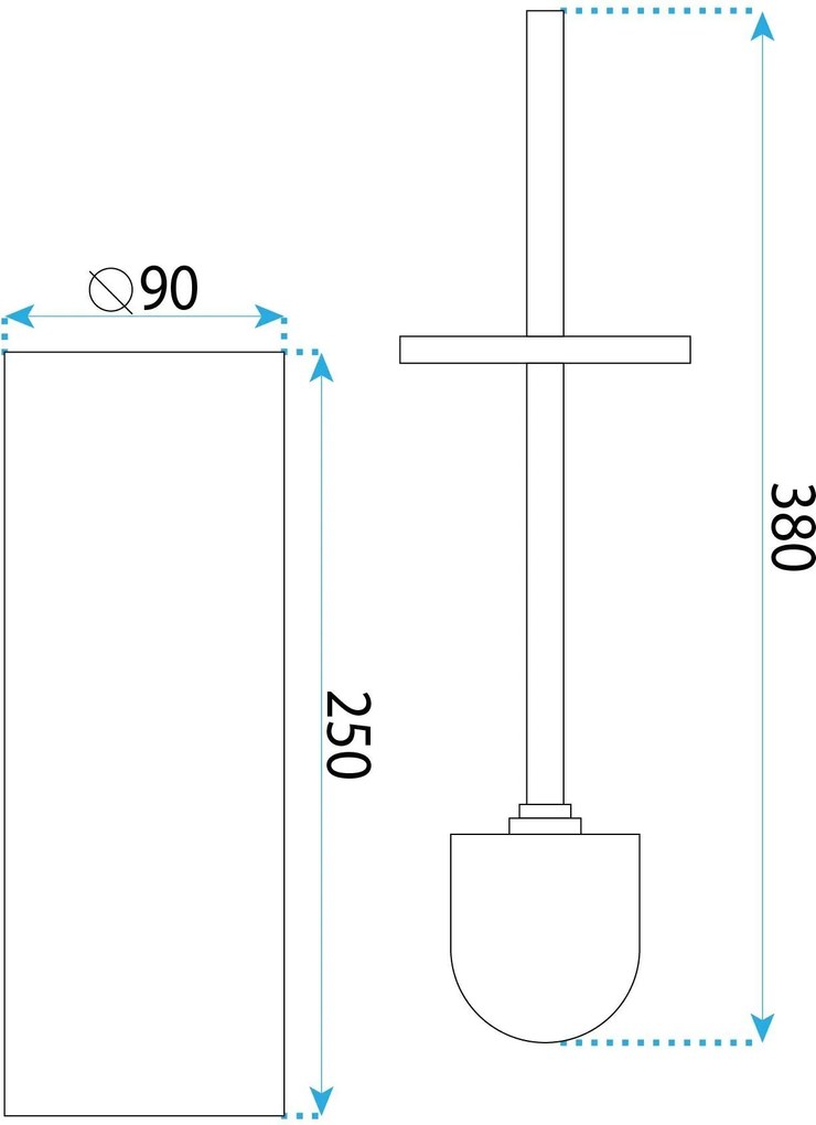 Rea B106, voľne stojaca WC kefa s kovovou nádobkou, 25,5 cm, titánová, REA-08870